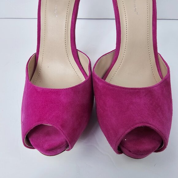 BCBGeneration Women's Orange & Purple Suede Peep Toe Stiletto Heels Size 9B - Picture 3 of 13